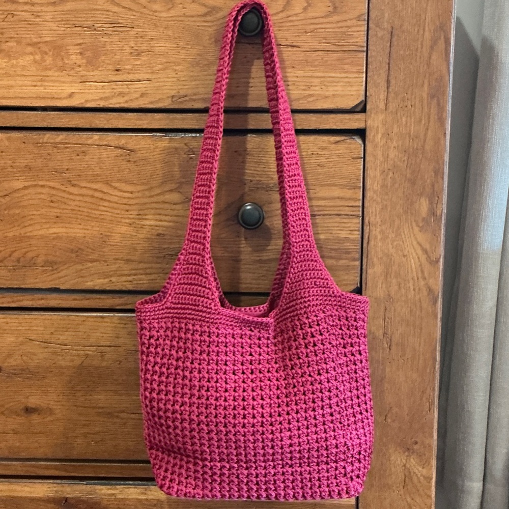 Handcrafted Rose/pinkCrochet Tote Bag